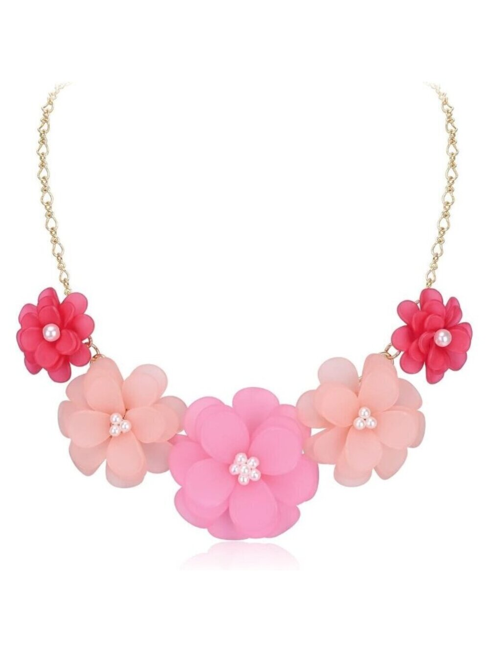 🆕 Women Pink Flower Collar Necklace Summer Holiday Floral Costume Jewelry Gifts